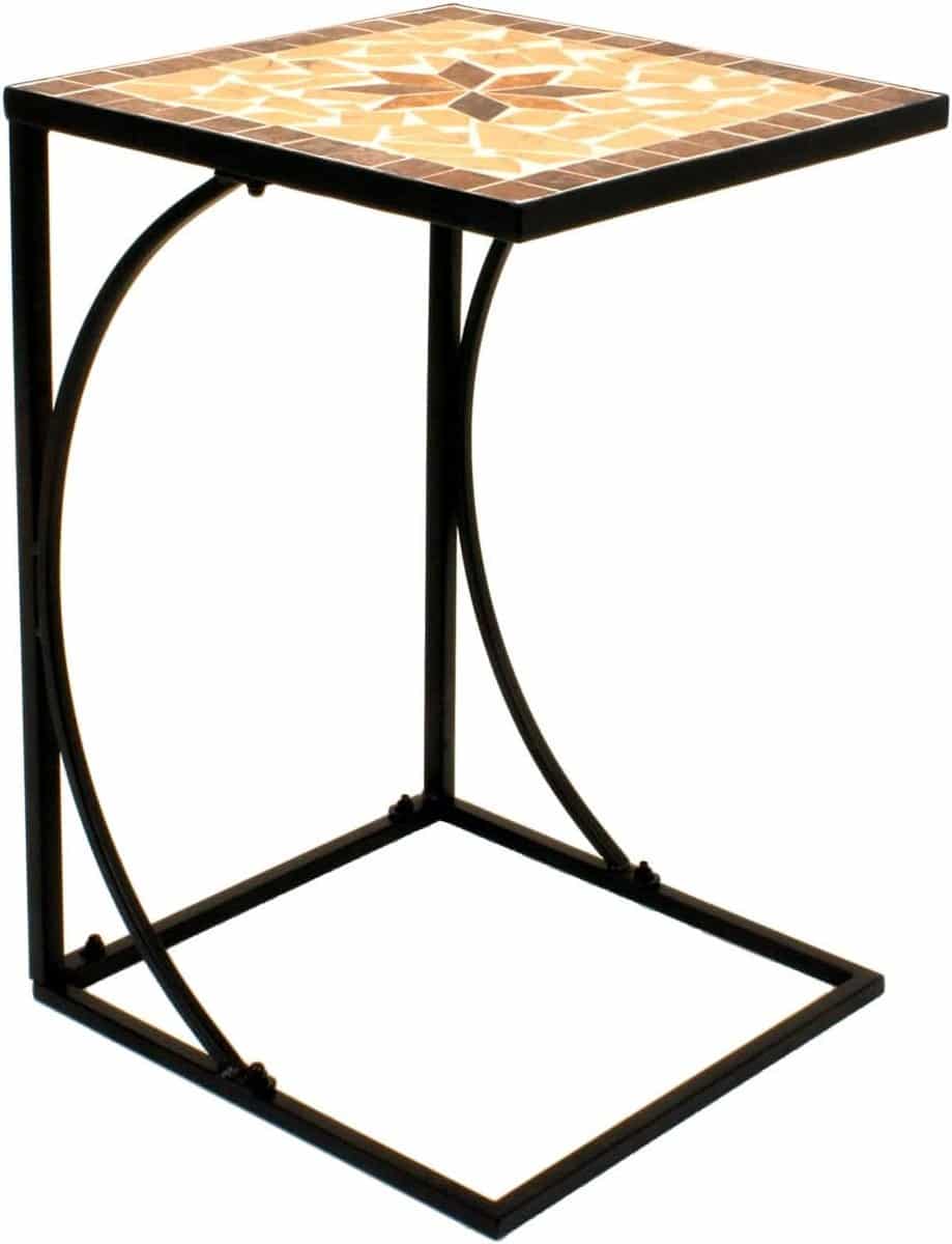 metalen bijzettafel met mozaïekplaat decoratie voor tuin, balkon en