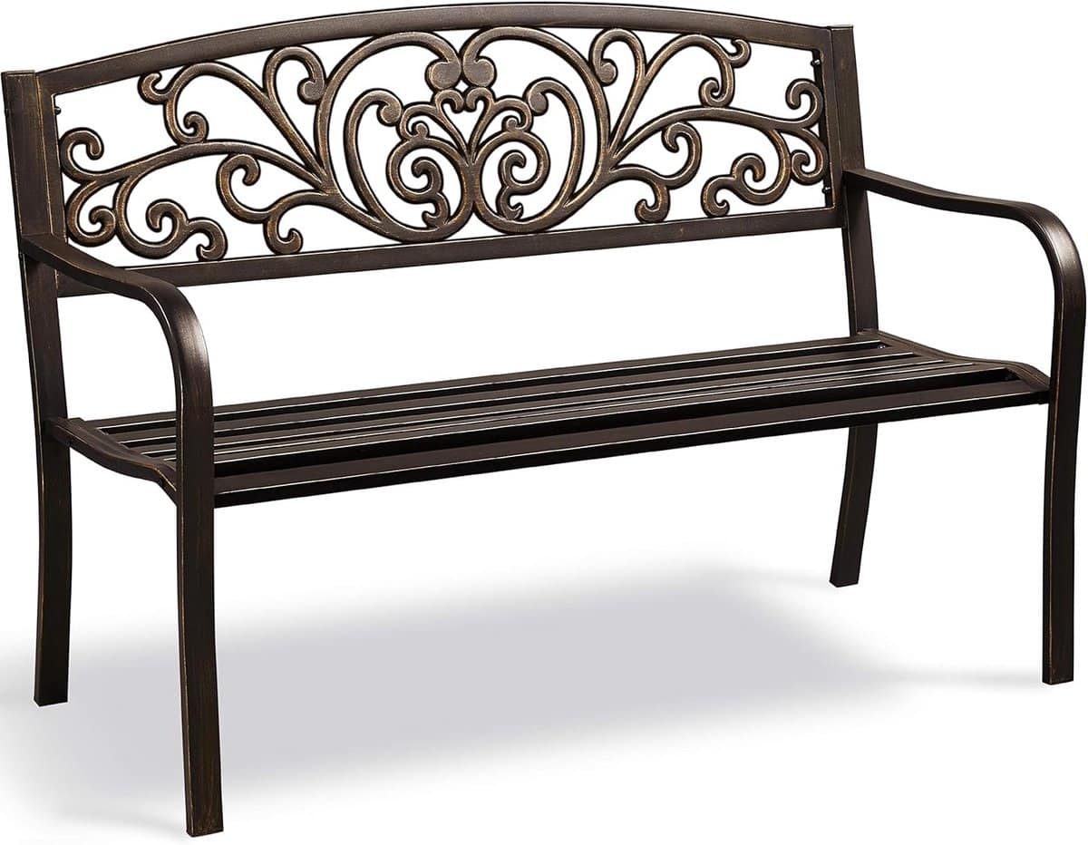 Metalen Parkbank Tuinbank voor 2-3 Personen – Weerbestendig en Vintage