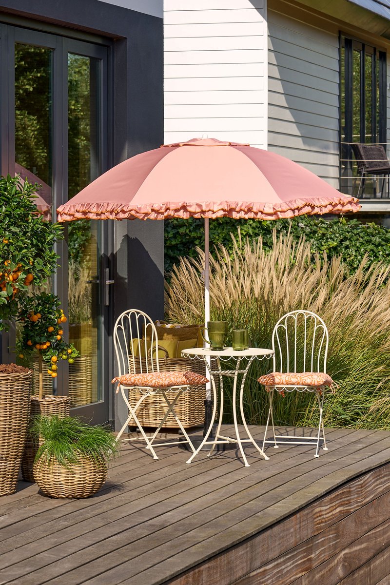 mica decorations kantelbare parasol met ruches stokparasol 238 x