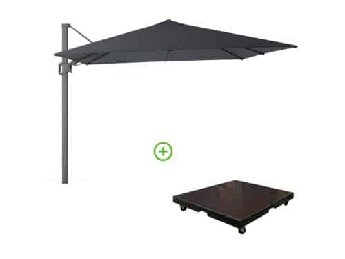 Milano T² zweefparasol | 300x300cm met Monza parasolvoet 90kg | antraciet