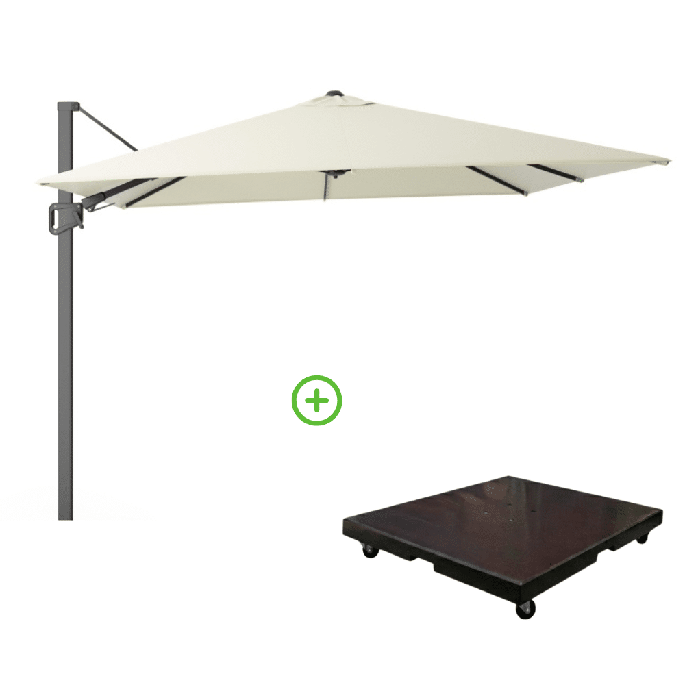 milano t² zweefparasol | 300x300cm met monza parasolvoet 90kg | ecru