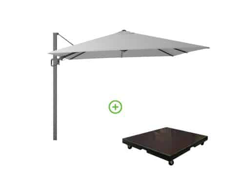 Milano T² zweefparasol | 300x300cm met Monza parasolvoet 90kg | Light Grey