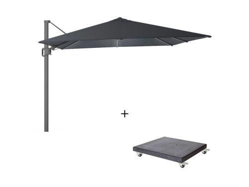Milano T² zweefparasol - inclusief LED | 300x300cm met Modena parasolvoet 90kg | antraciet