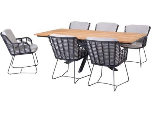 Minerva Fabrice dining tuinset 220x95xH75cm 7 delig teak 4 Seasons