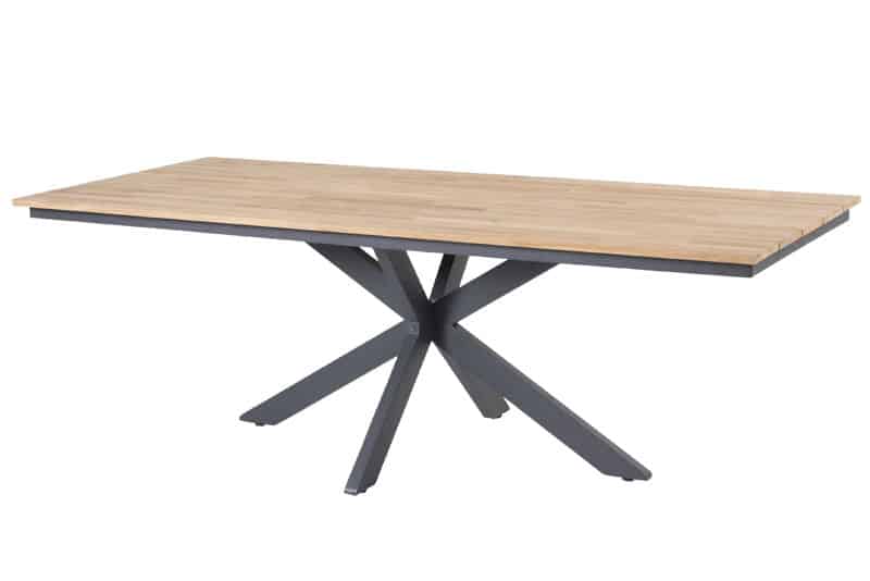 minerva tafelframe antracite met tafelblad teak 220 x 95 cm 4so 4so