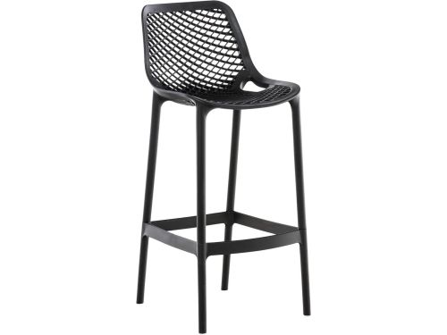 Moderne Barkruk met Rugleuning en Voetsteun - Kunststof - Zwart