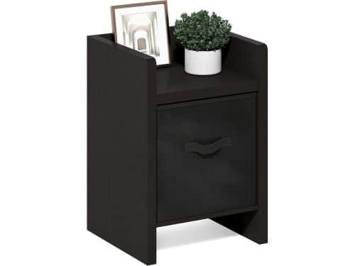 Moderne Bijzettafel met Dubbele Opbergbakken - Donker Eiken en Zwart