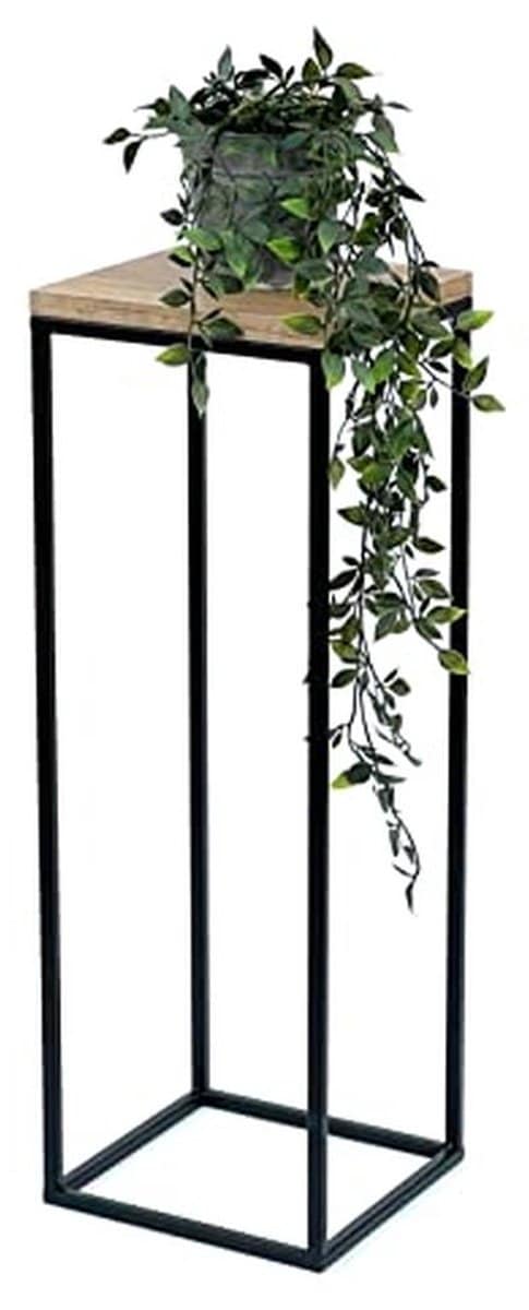 moderne bloemenstandaard en bijzettafel zwarte metalen bloemenkruk van 70