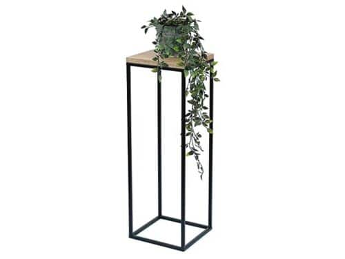 Moderne bloemenstandaard en bijzettafel - Zwarte metalen bloemenkruk van 70