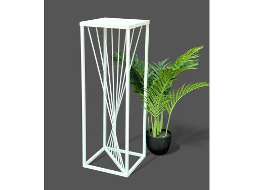 Moderne Metalen Bloemenkruk Vierkant Wit 70 cm - Plantenstandaard en