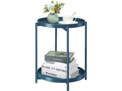 Moderne ronde bijzettafel met 2 niveaus voor buiten - marineblauw