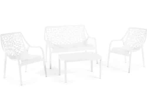 Moderne tuinset voor 4 personen, stapelbaar en waterdicht