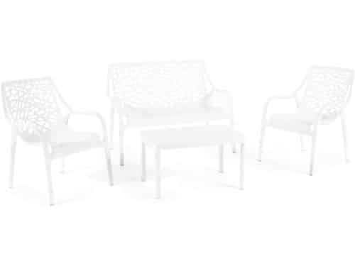 Moderne tuinset voor 4 personen, stapelbaar en waterdicht