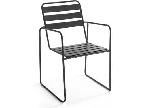 Moderne Tuinstoel van Antracietstaal Stapelbaar en Weerbestendig