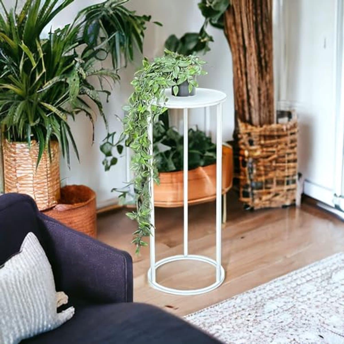 moderne witte bloemenkruk metalen bijzettafel en plantenstandaard 60 cm