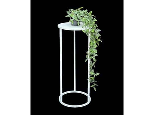 Moderne Witte Bloemenkruk - Metalen Bijzettafel en Plantenstandaard 60 cm