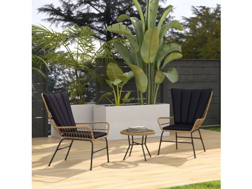 MODFU - 3-Delige Rotan Bistroset - 2 Stoelen En Ronde
