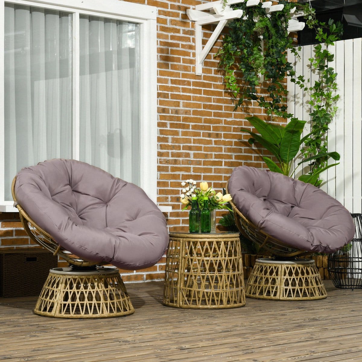 modfu 3 delige rotan bistroset 2 stoelen en ronde