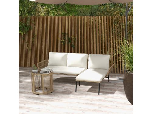 MODFU - Rotan Tuinmeubelset 3-Delig - Ligbed En Tweezitsbank Met