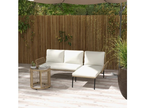 MODFU - Rotan Tuinmeubelset 3-Delig - Ligbed En Tweezitsbank Met