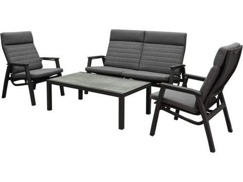 Monaco stoel bank loungeset 4 delig verstelbaar aluminium antraciet
