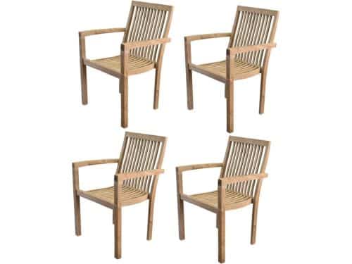 Montana dining tuinstoel teak set van 4