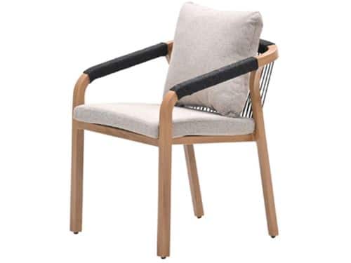 Monti dining fauteuil - light teaklook - rope lava zwart