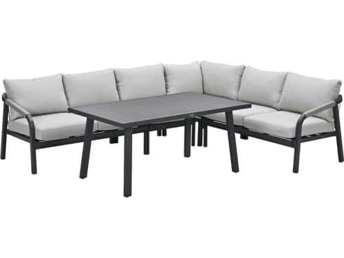 Monti lounge-diningset - 5-dlg - c. black - rope taupe
