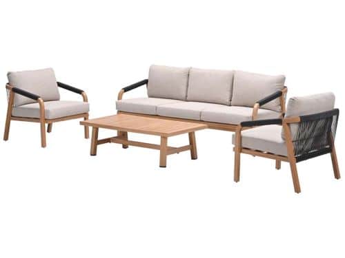 Monti loungeset - 4-dlg - light teaklook - rope lava