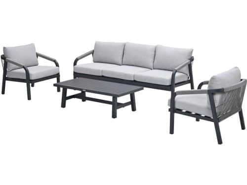 Monti loungeset - 4-dlg. - carbon black - rope taupe