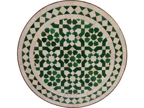 Mozaïek bijzettafel Ø45 cm groen wit geglazuurd