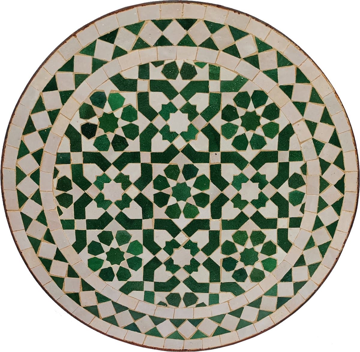 mozaïek bijzettafel Ø45 cm groen wit geglazuurd