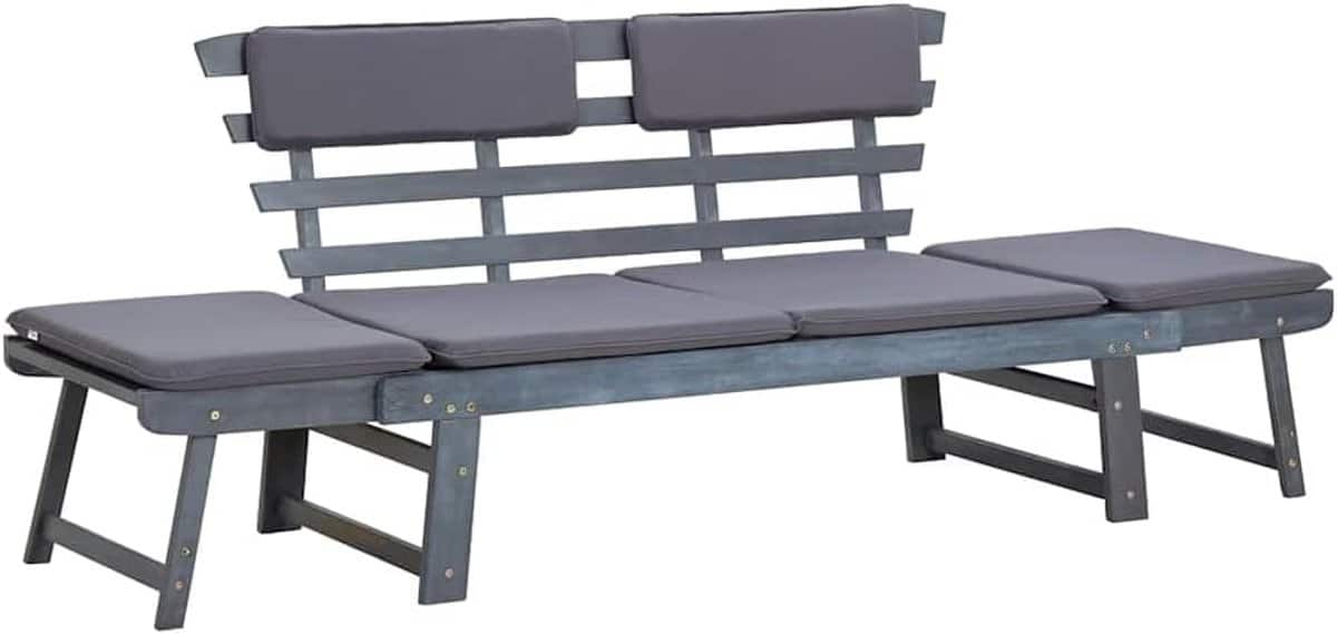 multifunctionele 2 in 1 tuinbank ligbed voor buiten met kussens