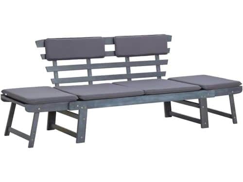 Multifunctionele 2-in-1 Tuinbank Ligbed voor Buiten met Kussens