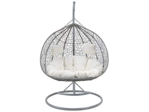 MYLIA Tweezits hangstoel CAYAMBE van gevlochten hars - Grijs met