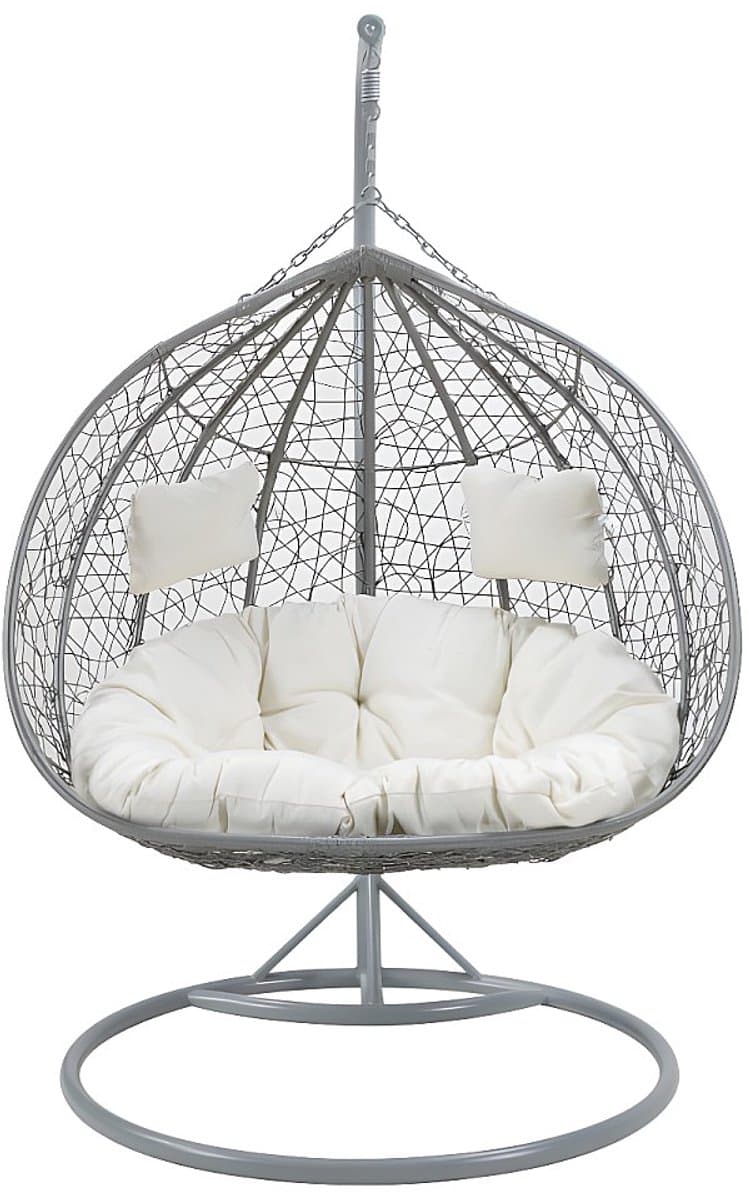 mylia tweezits hangstoel cayambe van gevlochten hars grijs met