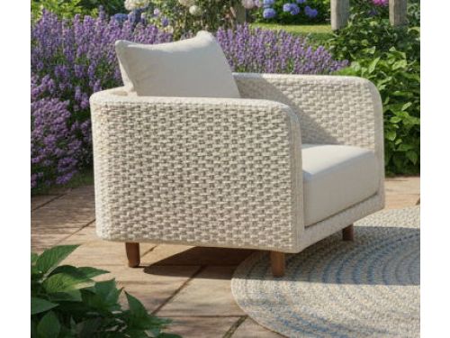Nayan lounge chair oyster steel/off-white rope/acacia dark teak look Eurofar - Eurofar