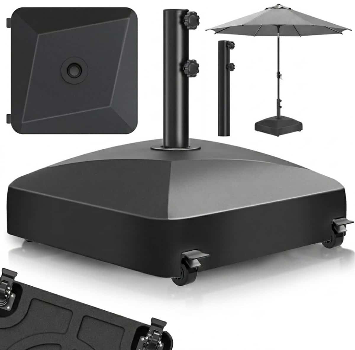 nbap® parasolvoet op wielen verrijdbaar weerbestendig zwart