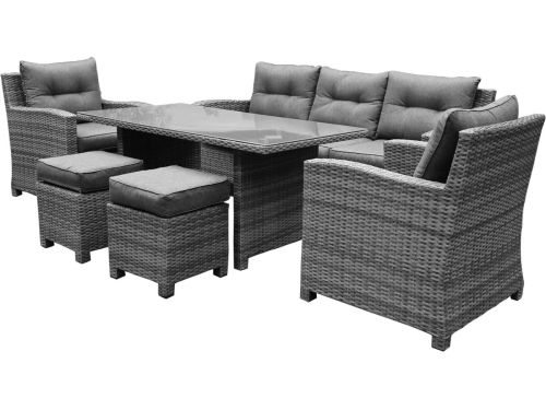 New Castle stoel-bank dining loungeset 6-delig antraciet