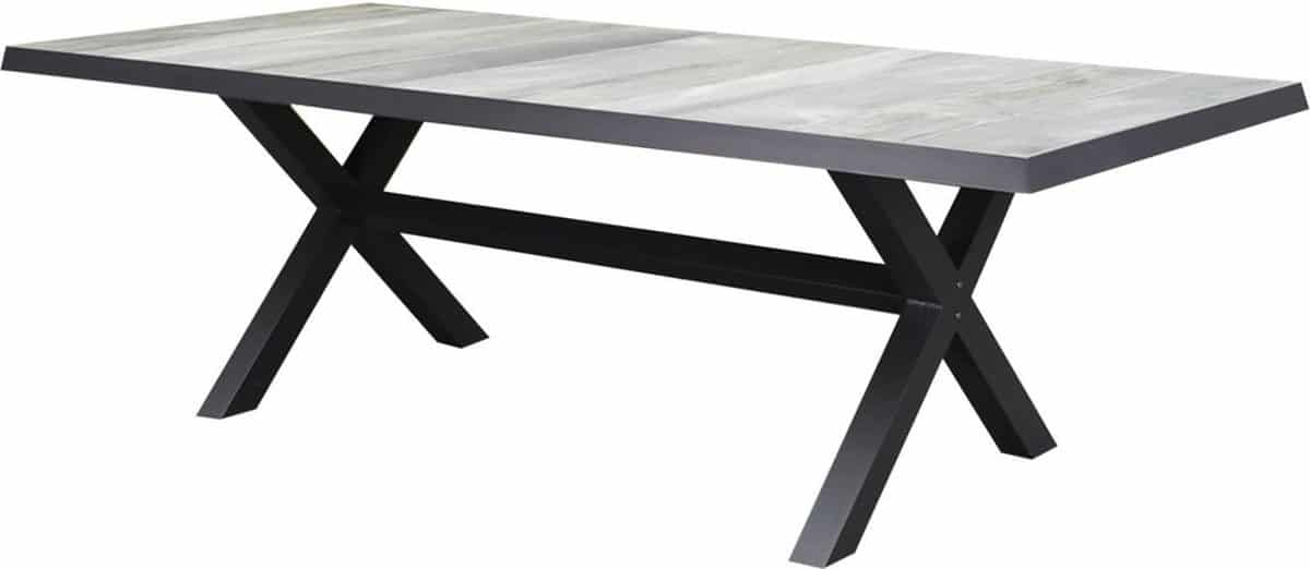 New Delhi dining tuintafel 224x103xH72,5 cm met kruispoot antraciet