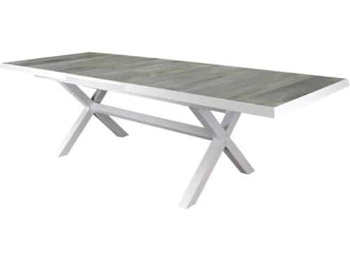 New Delhi uitschuifbare dining tuintafel 204-264x103xH76,5 cm met kruispoot wit