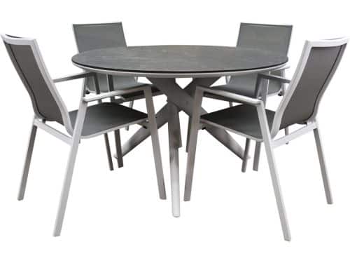 New Valley dining tuinset 120x74 cm 5 delig aluminium wit