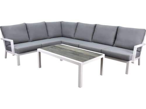 New york hoek loungeset 5 delig aluminium wit