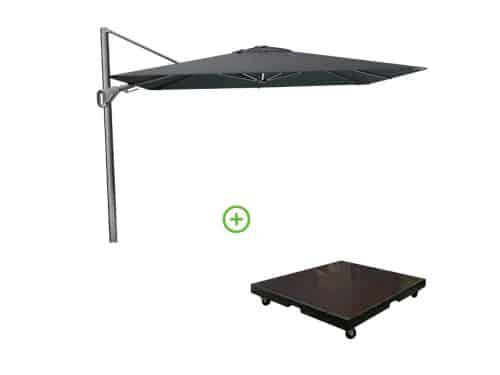 Nexus T² zweefparasol - premium doek | 300x300 met Monza parasolvoet 90kg | Faded Black