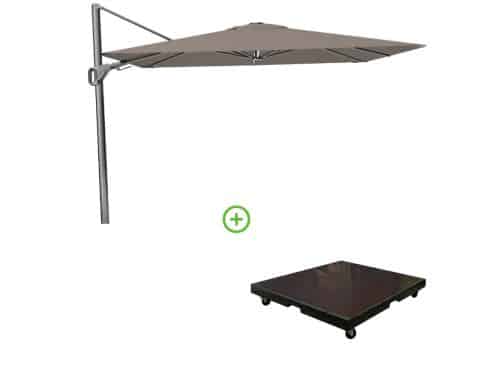 Nexus T² zweefparasol - premium doek | 300x300 met Monza parasolvoet 90kg | Havana