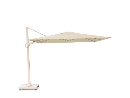 Nexus T² zweefparasol - premium doek | 300x300 met Rocca parasolvoet 90kg | Champagne/Sandstone