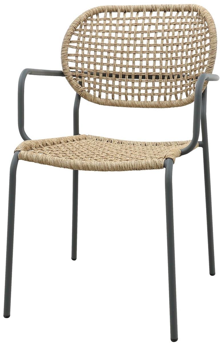 noa stapelbare naturel wicker dining tuinstoel antraciet