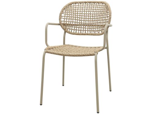 Noa stapelbare naturel wicker dining tuinstoel - Latte
