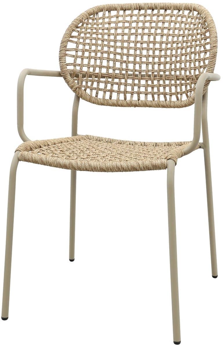 noa stapelbare naturel wicker dining tuinstoel latte