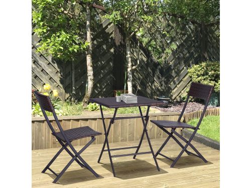 OKWISH Bistroset 2 Personen - Opklapbare Stoelen Met Rattan Tafel